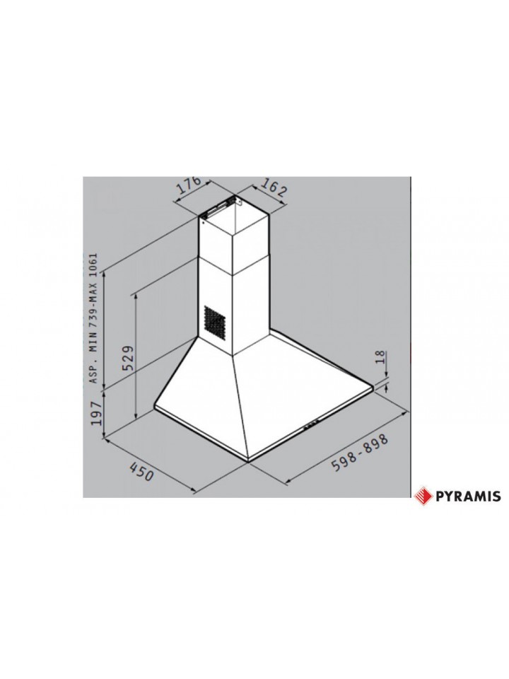 Απορροφητήρας Pyramis Καμινάδα Τετράγωνη Lux 60cm 065030102