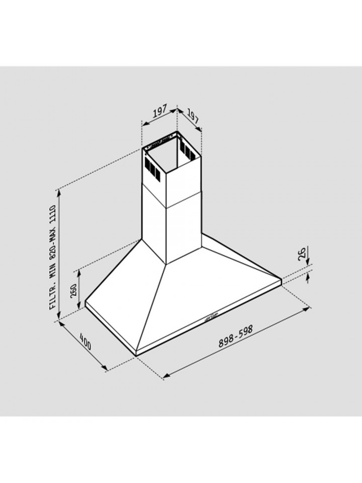 Απορροφητήρας Pyramis Καμινάδα Τετράγωνη Plus 60cm 065038001