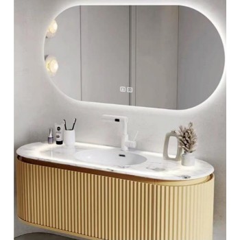 ΕΠΙΠΛΟ ΜΠΑΝΙΟΥ ΣΕΤ ΚΑΘΡΕΠΤΗΣ ΝΤΟΥΛΑΠΙ 80cm LT6005-80 ΚΡΕΜΑΣΤΟ